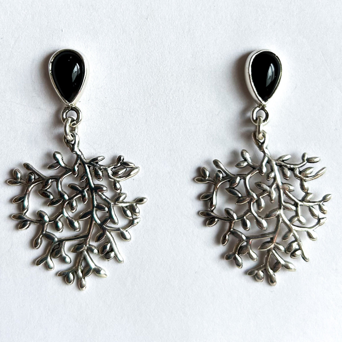 Aretes otoño, plata con onix